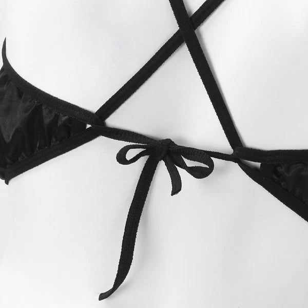 Womens Sexy-Lingerie Sleepwear Satin Silk Babydoll Lace Nightwear Pajamas Set