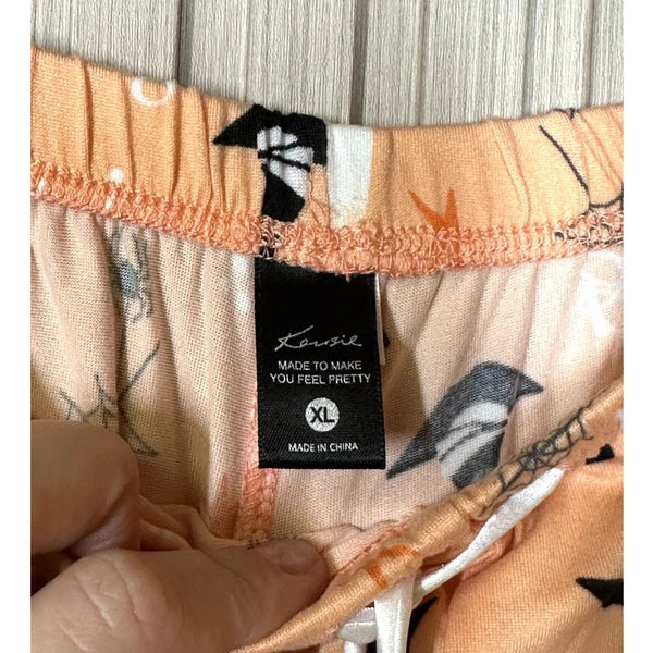 Kensie 2-Piece Women's Halloween Boo Orange Pajamas Set Size XL