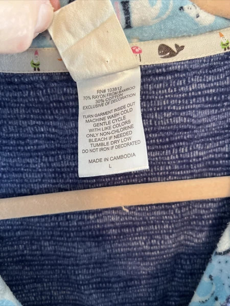 Munki Munki Flannel Pajamas Large Blue Dachshund Weiner Dog Pockets