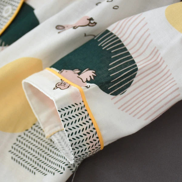 Women Pajamas Set 100% Cotton Printed Sleepwear Casual Nightwear Home Wear