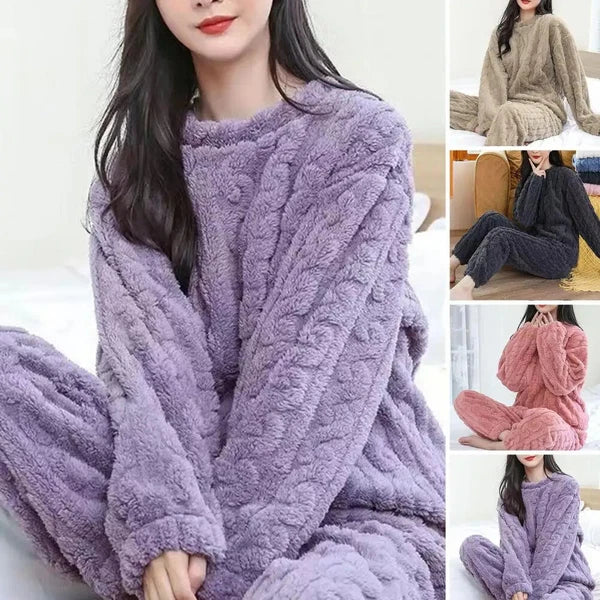 Winter Pajama Sets Women Sleepwear 2-piece Thicken Pullover Pants