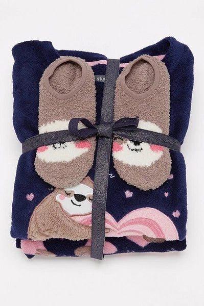 Ladies Womens SUPERSOFT FLEECE Pyjamas and Matching Socks Cosy PJ SET UK 8-26