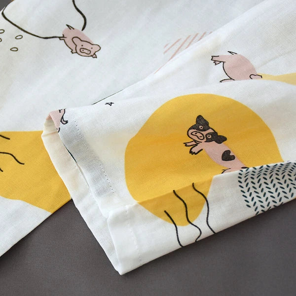 Women Pajamas Set 100% Cotton Printed Sleepwear Casual Nightwear Home Wear