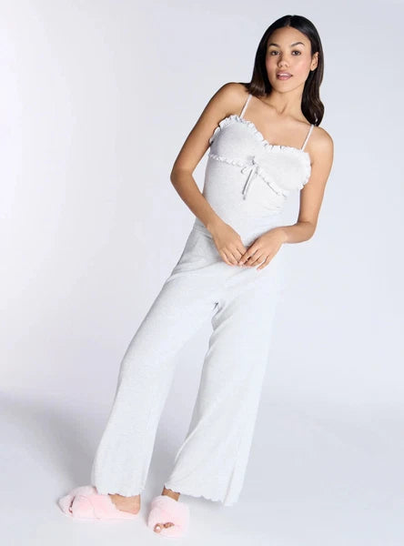 Boux Avenue Pyjama Set Women's Soft Comfy Frill Ribbed Pants Cami Top Sleepwear