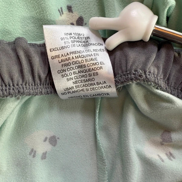 MUNKI MUNKI Women’s Pajama Set Mint Green Sheep Print Short Sleeve Top Pants XS