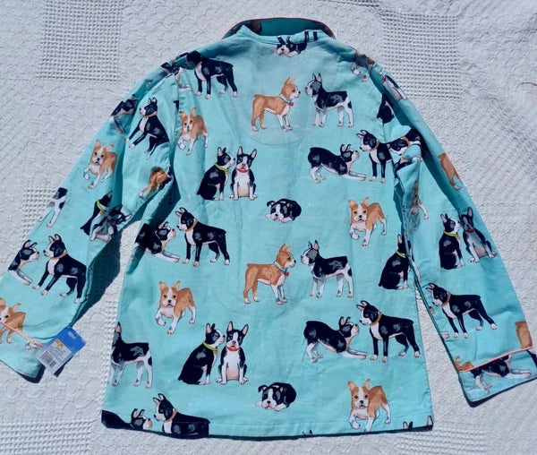 Nick&Nora Flannel Sleepwear Cotton Pajama Set Puppy Eyes Dog Print Relaxed M