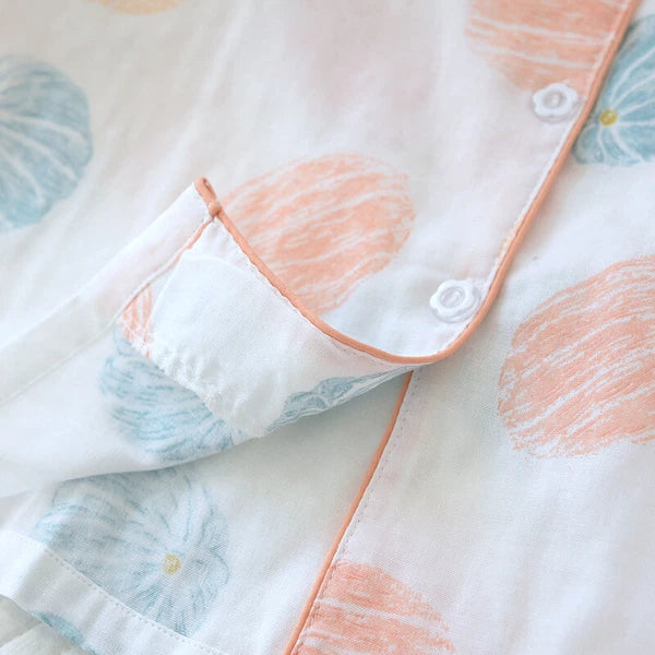 Women Pajamas Set 100% Cotton Printed Sleepwear Casual Nightwear Home Wear