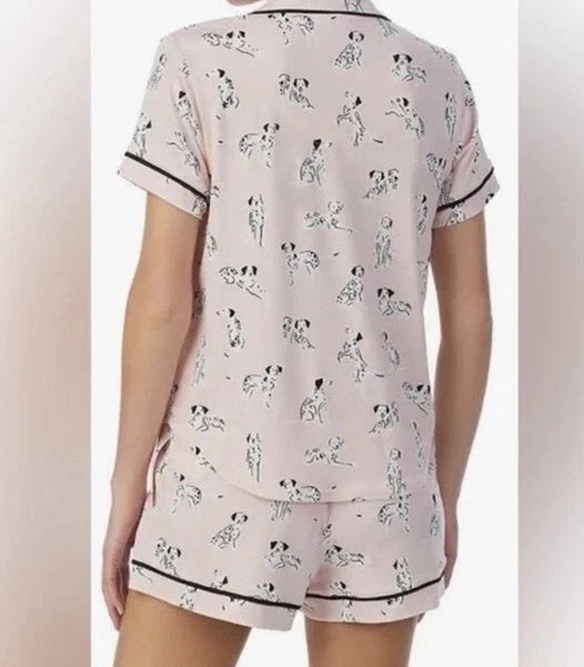 NWT Kate Spade Knit Pajama pj's Set Size S Shorts dogs Dalmations Pink