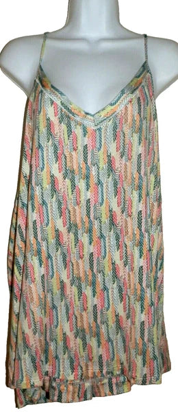 New Womens 2X 18W-20W Cami Sleep Set Shorts Joyspun Leaf Print Rayon