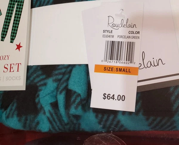 Roudelain Women's 3-Pc. Packaged Printed Pajamas & Socks Set - Porceleain Green