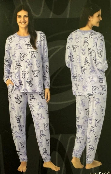 Disney Stitch Womens Size XL Purple Cozy Pajama 2 Piece Lounge Set FAST SHIPPING