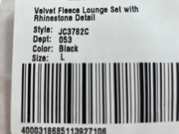 Juicy Couture Velour Sleepwear Lounge Set Size Large Black Top + Flare Pants NEW