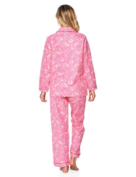 Casual Nights Women's Flannel Long Sleeve Button Down Pajama Set