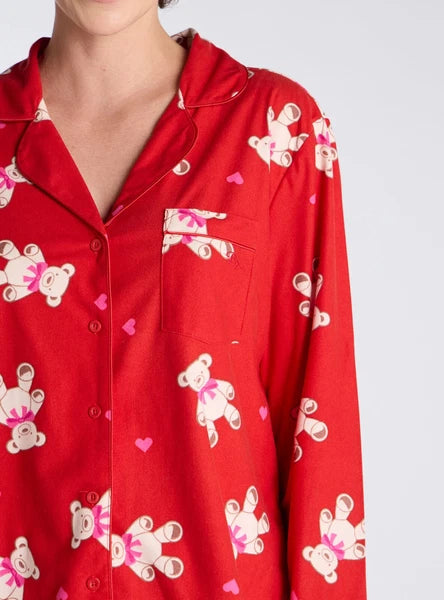 Boux Avenue Pyjama Set Women's Teddy Bear Fleece Ladies Nightwear PJ with Bag