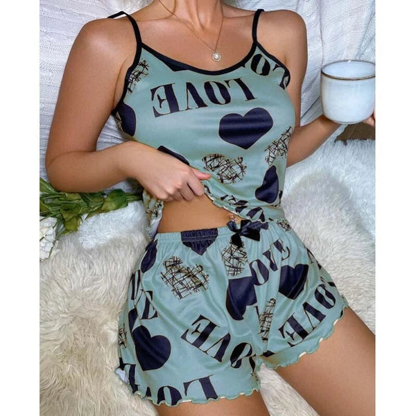Women Silk Satin Pajamas Set Sexy-Lingerie Sleepwear Babydoll Lace Nightwear Pjs