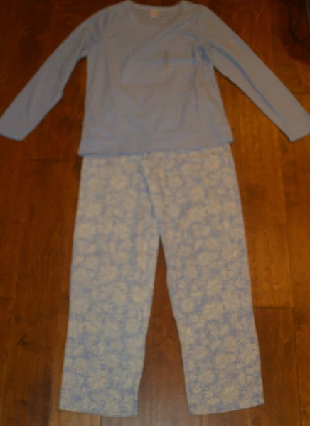 Women's Adonna Blue Floral 2 Piece Pajama Sleep Set Size XS