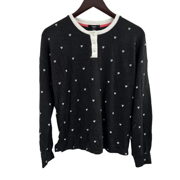 Aqua Slate Pajama Set All Over Hearts New Size Medium