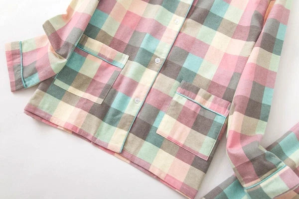 Womens 100% Cotton Pajamas Set Flannel Printed Button Nightwear Loungewear 12-24