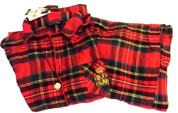 Ralph Lauren Black Label Pajama Set Red Plaid Size Large Soft Cotton Viscose New