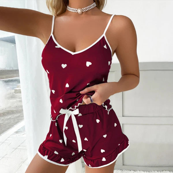 Women Silk Satin Pajamas Set Sexy-Lingerie Sleepwear Babydoll Lace Nightwear Pjs