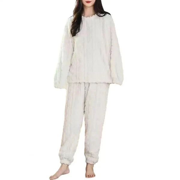 Winter Pajama Sets Women Sleepwear 2-piece Thicken Pullover Pants