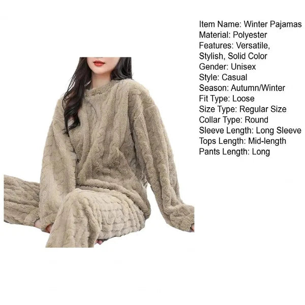 Winter Pajama Sets Women Sleepwear 2-piece Thicken Pullover Pants