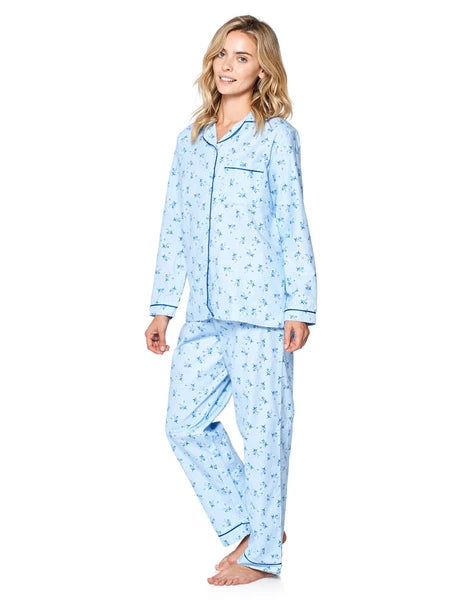 Casual Nights Women's Flannel Long Sleeve Button Down Pajama Set