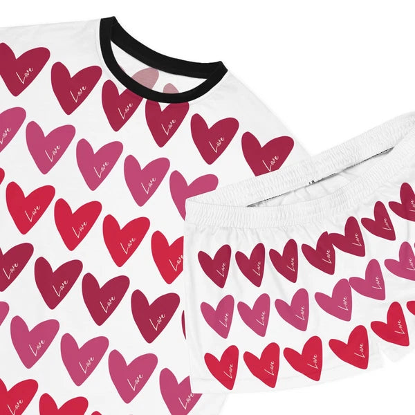 Love Is Everywhere Women's Short Pajama Set (White)