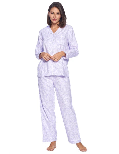 Casual Nights Women's Flannel Long Sleeve Button Down Pajama Set