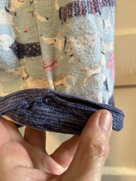 Munki Munki Flannel Pajamas Large Blue Dachshund Weiner Dog Pockets