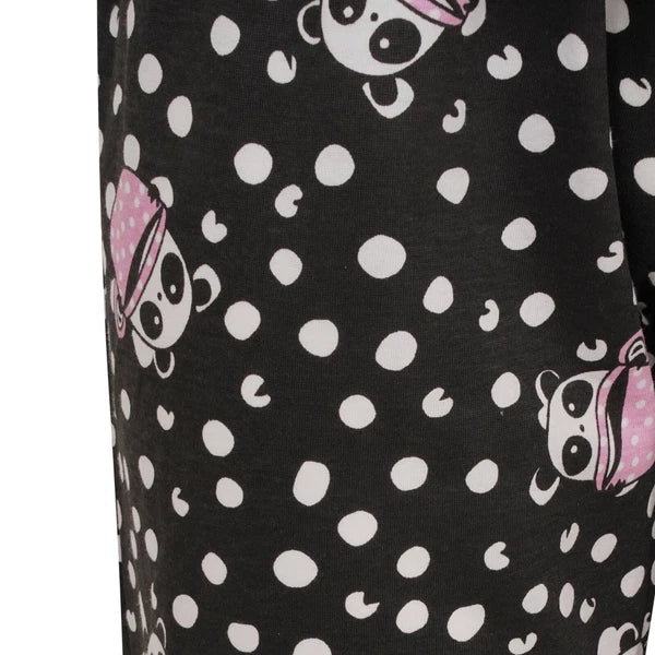 Ladies Ex-Stores Novelty Cute Bear And Panda Print Pyjama Set, Nightwear, PJ's