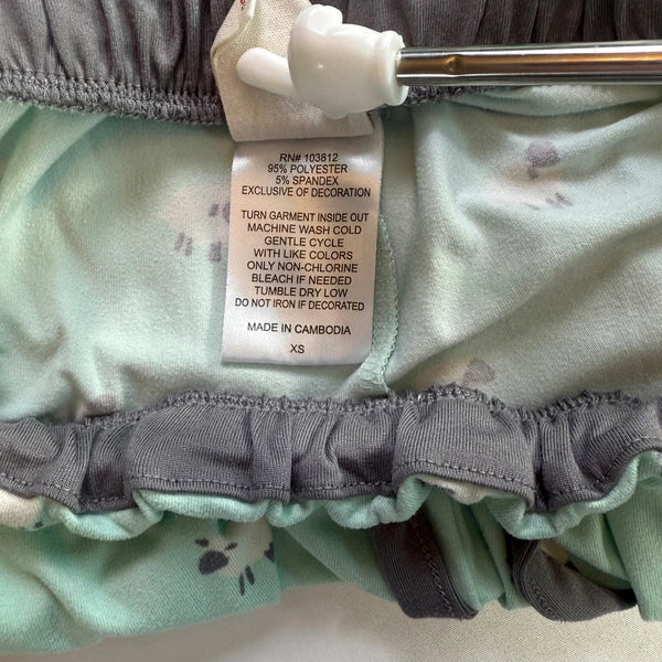 MUNKI MUNKI Women’s Pajama Set Mint Green Sheep Print Short Sleeve Top Pants XS