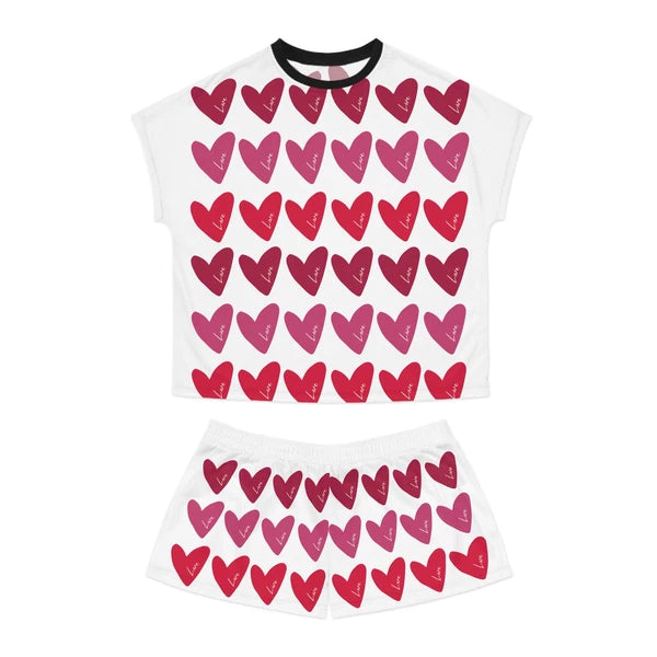 Love Is Everywhere Women's Short Pajama Set (White)