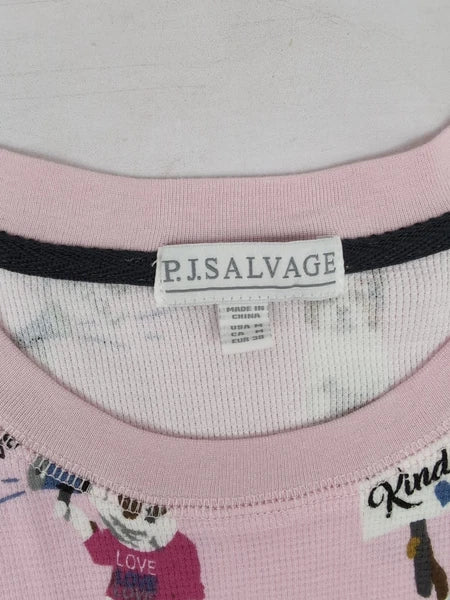 PJ Salvage Blush Woof For Love L/S Knit Pajama Set Sz Med AM27