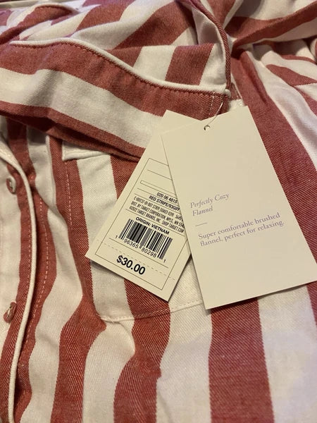 Stars Above Women's XS Pajama Set Red White Striped Perfectly Cozy Flannel New