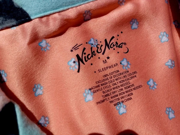 Nick&Nora Flannel Sleepwear Cotton Pajama Set Puppy Eyes Dog Print Relaxed M