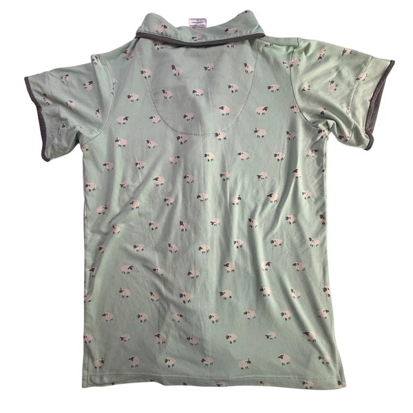 MUNKI MUNKI Women’s Pajama Set Mint Green Sheep Print Short Sleeve Top Pants XS