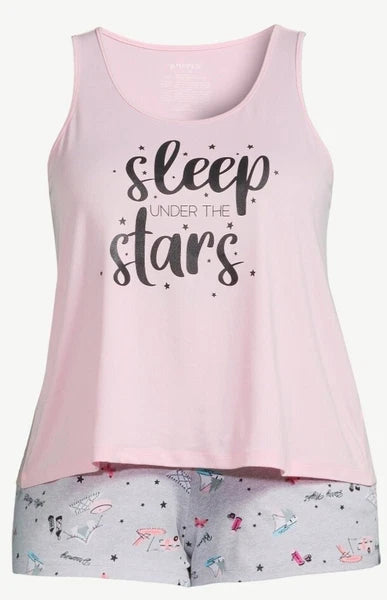 New Joyspun Women's 2pc Print Tank Top and Shorts Pajama Set Size L(12-14)