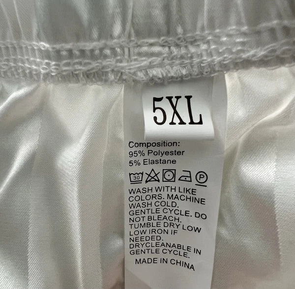 New Women’s Plus Size 5XL White Satin Pyjamas Pjs Sleepwear Set Black Trim