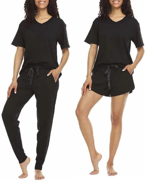 Flora Nikrooz Women's French Terry 3 Piece Lounge PJ Set(Black,XL)