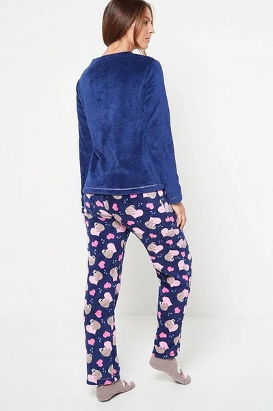 Ladies Womens SUPERSOFT FLEECE Pyjamas and Matching Socks Cosy PJ SET UK 8-26