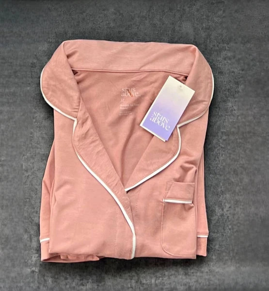 Stars Above Womens Short Sleeve Top & Bottom Set Pajama Size M Mauve Color NWT