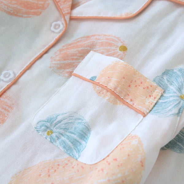 Women Pajamas Set 100% Cotton Printed Sleepwear Casual Nightwear Home Wear