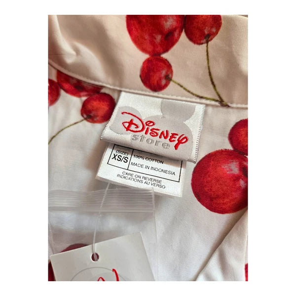 Nwt S/XS Vintage Disney Store Women's Cherry Mickey Head Pajama Set Short Cotton