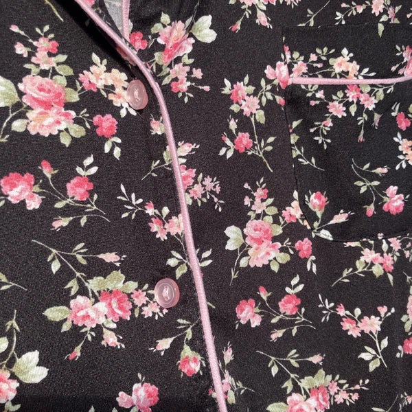 Flora Nikrooz Long Sleeve 2 Piece Lounge Pajama Set Black Pink XXL 22/24 Soft