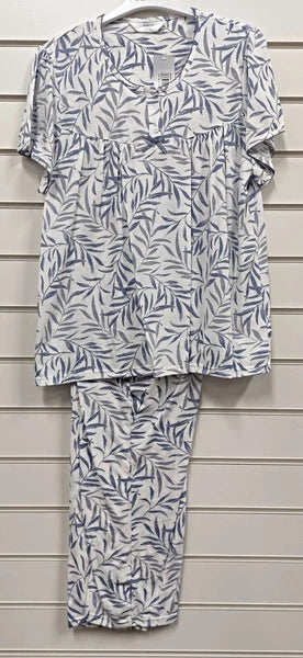 MARLON LADIES SUMMER JERSEY COTTON PALM SHORT SLEEVES PYJAMA SET UK SIZES 8-26
