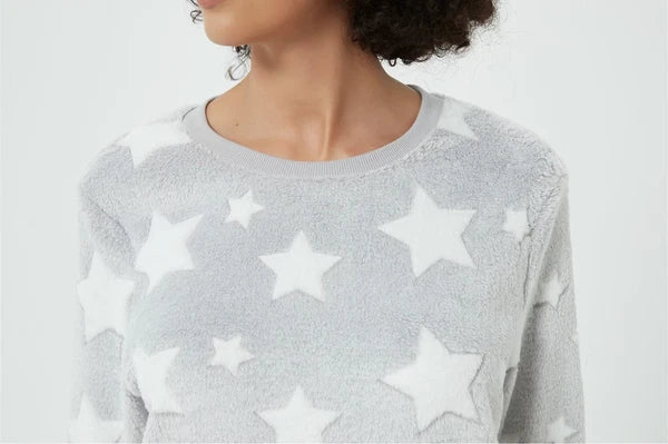 Ladies STAR SUPERSOFT FLEECE PYJAMAS Twosie Cosy Snuggle PJ SET UK 20-26