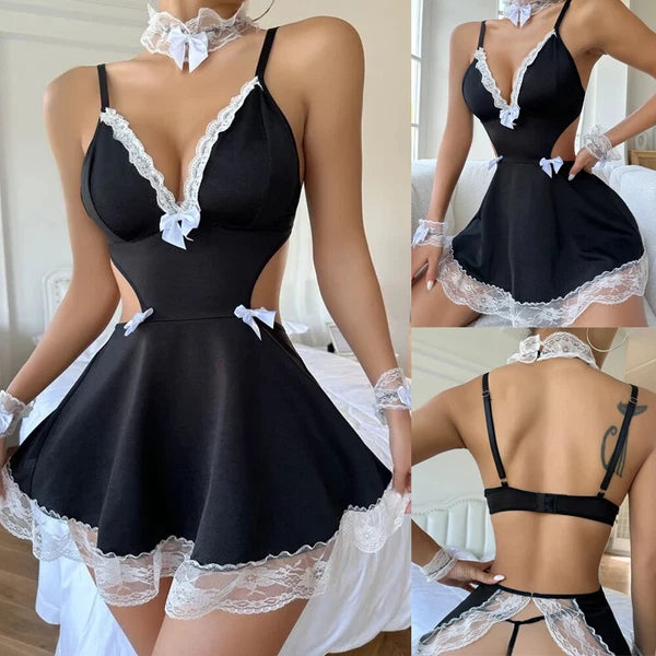 Lingerie Women Lace Underwear French Maid Nurse Cosplay Babydoll Sleepwear