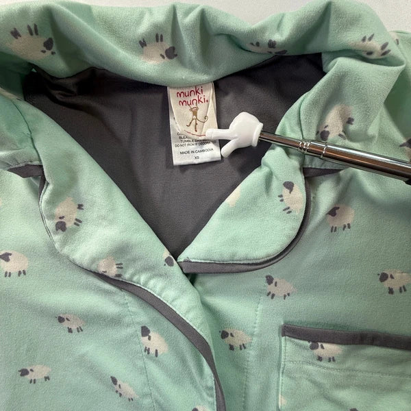 MUNKI MUNKI Women’s Pajama Set Mint Green Sheep Print Short Sleeve Top Pants XS