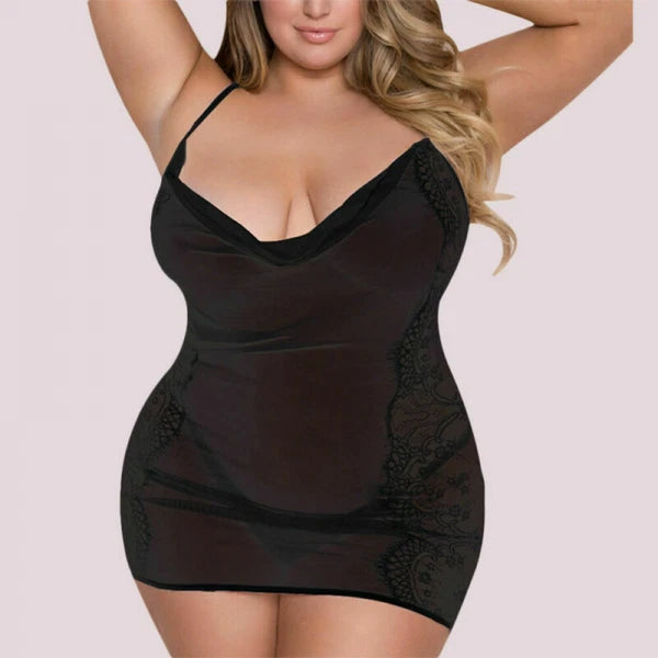 Plus Size Women Sexy See Through Lingerie Glamour Nightdress Underwear Sleepwear